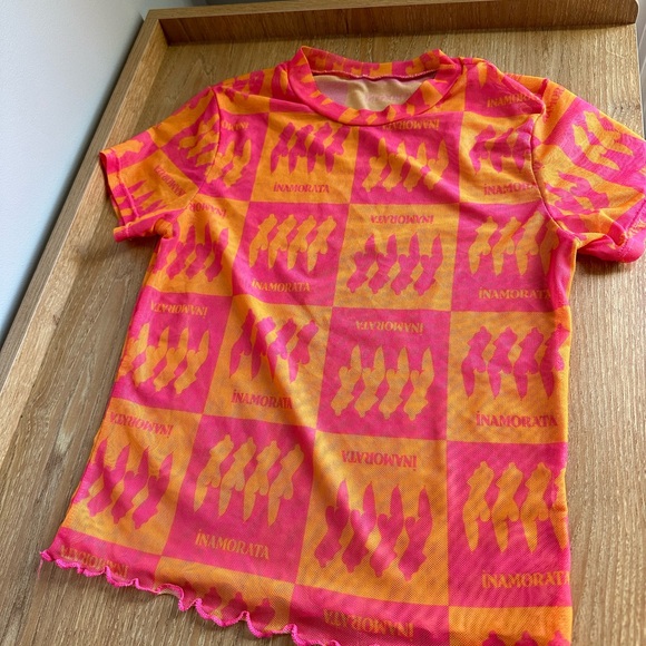 Inamorata Bikini Set with shirt in pink and orange. Tops: small. Bottom: medium. - Picture 6 of 7